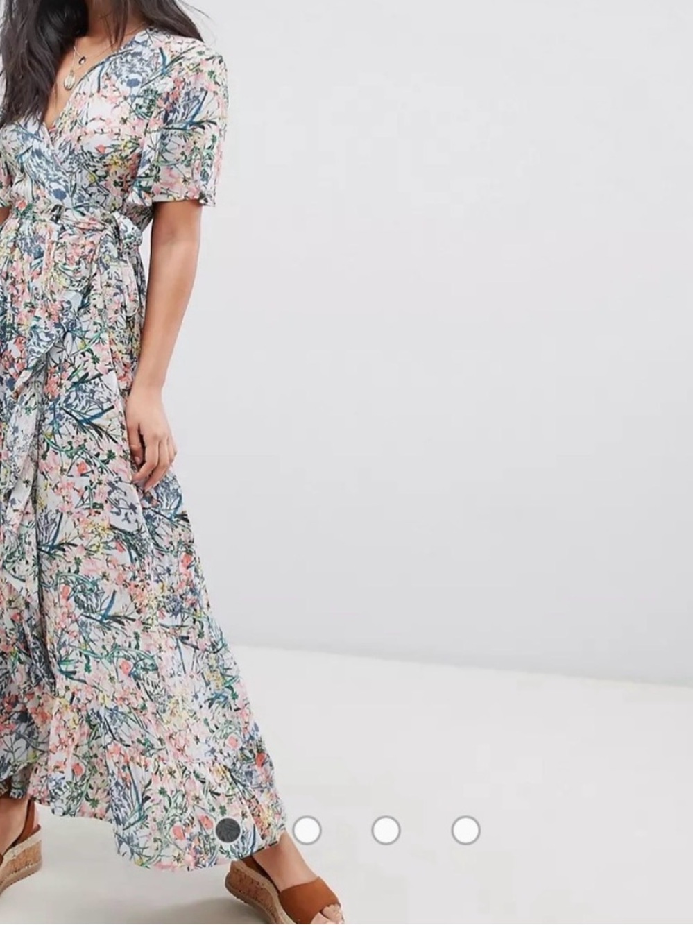RAGA Floral Wrap Maxi Dress - Pink Green